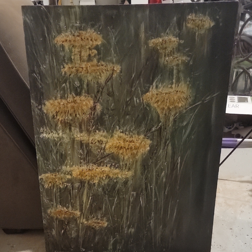 Floral Canvas Art with Yellow Accents
